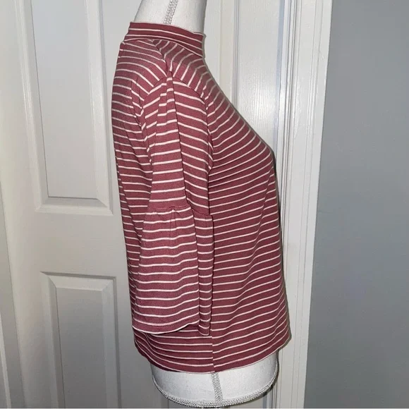 Billabong Striped Flutter Sleeve Mock Neck Tee - Picture 7 of 16